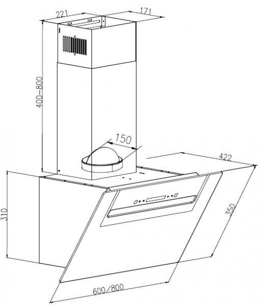 Eico Ancona 80 N emhætte til vægmontering - Sort Eico Ancona 80 N emhætte til vægmontering - Sort