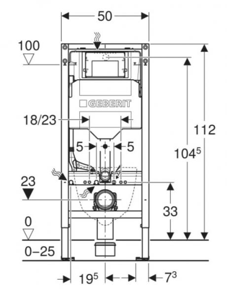 Geberit Duofix element til v&aelig;gh&aelig;ngt toilet m/Sigma indbygningscisterne 112 cm