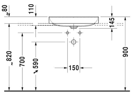 Duravit DuraSquare 60 fritst&aring;ende bowlevask - 1 hanehul - Uden overl&oslash;b