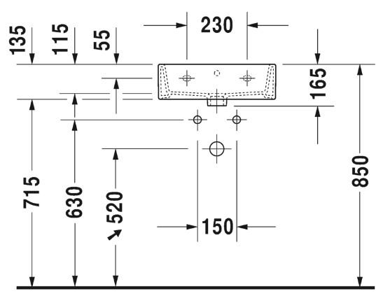 Duravit Vero Air 45 h&aring;ndvask t/v&aelig;g eller m&oslash;bel - 1 hanehul