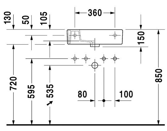 Duravit Vero 50 h&aring;ndvask t/v&aelig;g eller m&oslash;bel - Venstre eller h&oslash;jre