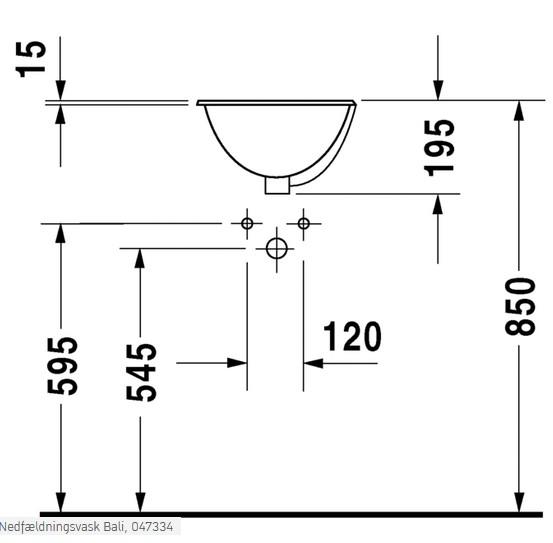 Duravit Architec Bali &Oslash;33 h&aring;ndvask t/nedf&aelig;ldning - Uden hanehul