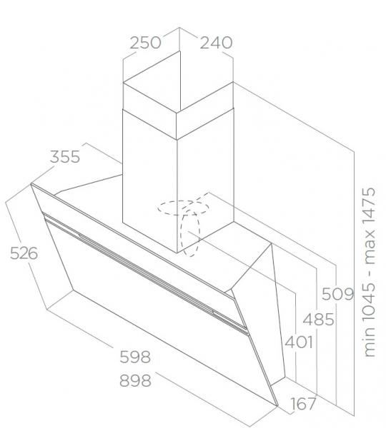 Eico Stripe 90 X emhætte til vægmontering - Rustfrit stål Eico Stripe 90 X emhætte til vægmontering - Rustfrit stål