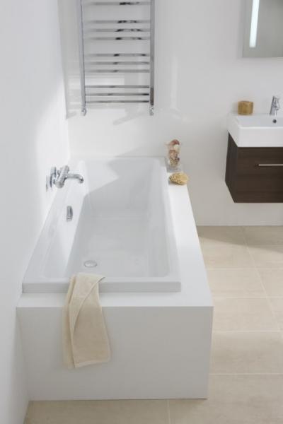 Str&oslash;mberg Quantum badekar t/indbygning - 170 x 70 - 1 rygl&aelig;n