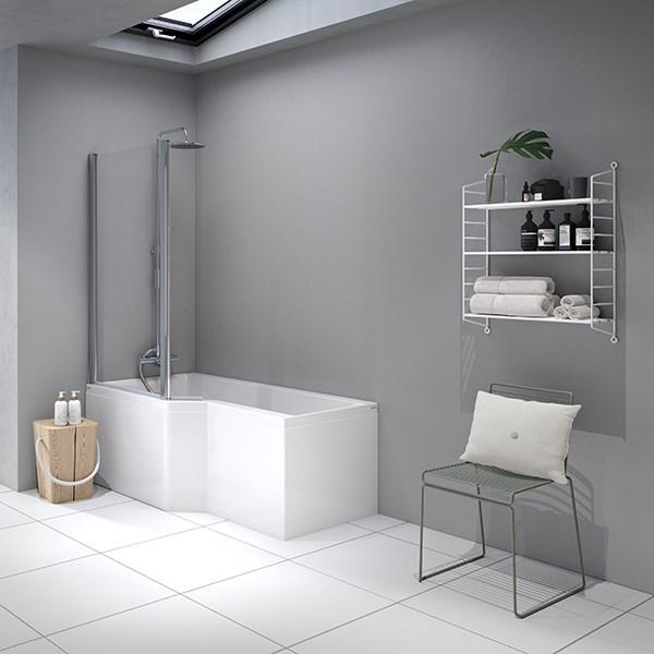 Str&oslash;mberg Urban Edge badekar t/brus - 157,5 x 70/84,5 - Venstre - 1 rygl&aelig;n