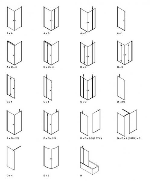 Dansani Match B81 foldedør - Klar glas/mat sort Dansani Match B81 foldedør - Klar glas/mat sort