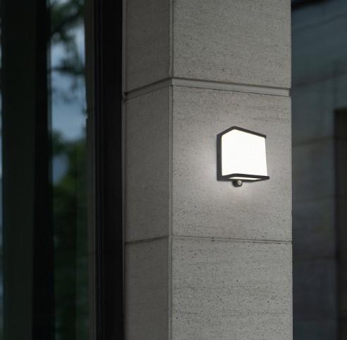 Lutec Doblo M Solar udend&oslash;rs v&aelig;glampe m/solceller og sensor - Gr&aring;