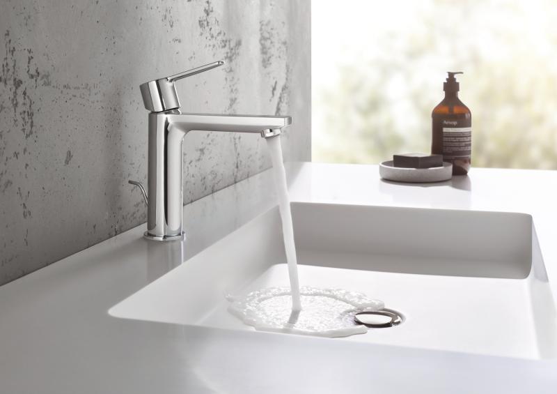 Grohe Lineare New h&aring;ndvaskarmatur m/push open bundventil - Steel