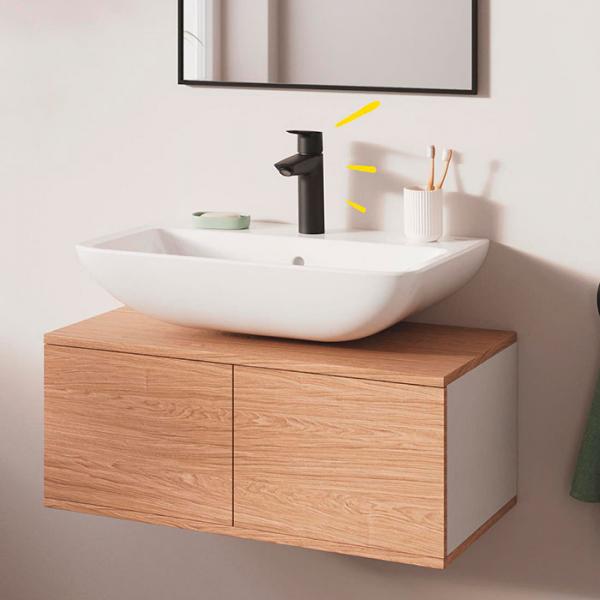 Grohe Start M h&aring;ndvaskarmatur m/push-open bundventil - Mat sort