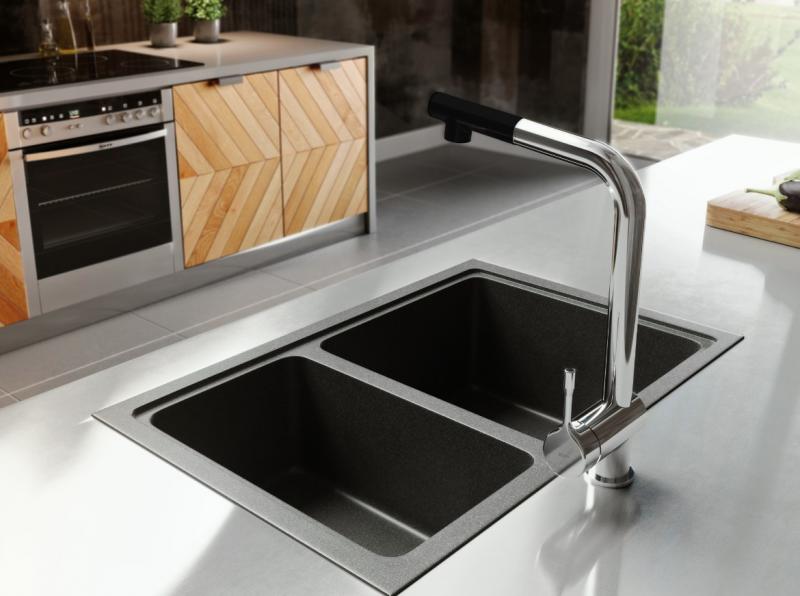 Ideal Standard A4 køkkenarmatur med udtræk - Krom/sort Ideal Standard A4 køkkenarmatur med udtræk - Krom/sort