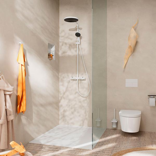 hansgrohe Pulsify S Puro 260 Showerpipe 1jet m/EcoSmart, EcoStat Fine og 3jet h&aring;ndbruser - Mat hvid