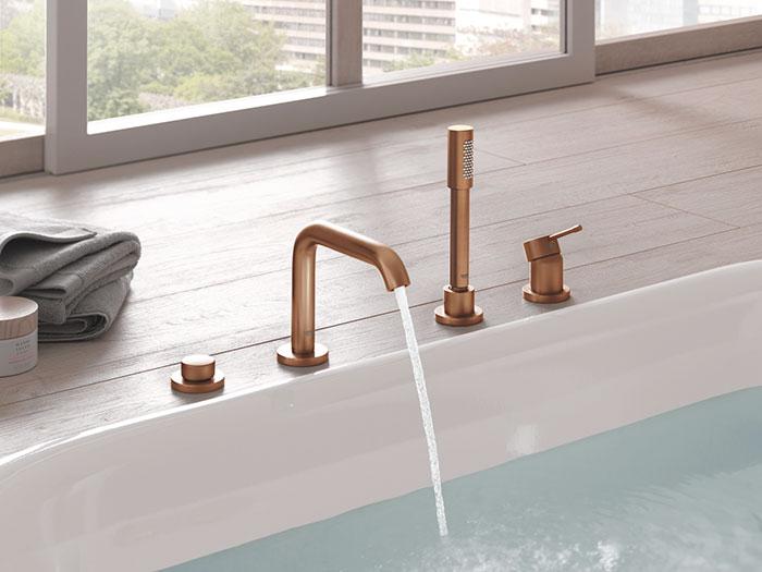 Grohe Essence komplet badekararmatur t/karkant - B&oslash;rstet Warm Sunset