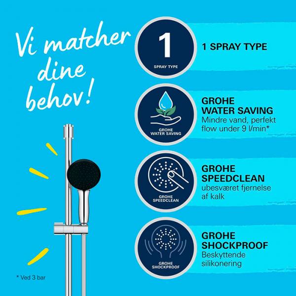 Grohe Vitalio Start 110 brusesæt 1 spray m/Water Saving Grohe Vitalio Start 110 brusesæt 1 spray m/Water Saving