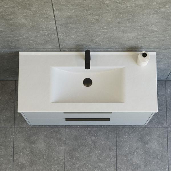 Dansani Mido+ Classic 101 m&oslash;bels&aelig;t m/Amber vask og 2 skuffer - Mat lysebl&aring;