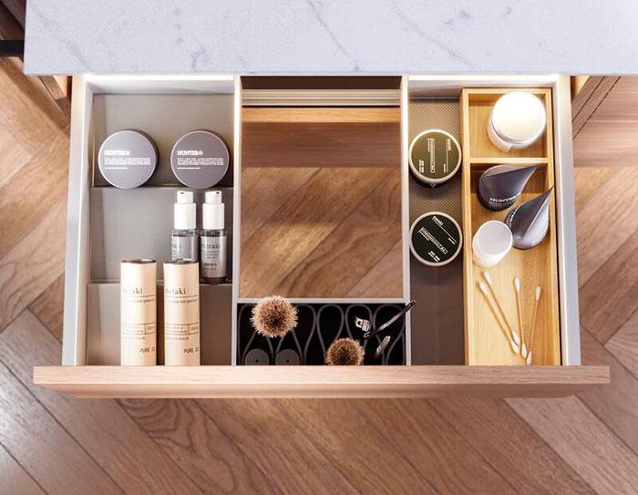 Dansani Luna 121 møbelsæt m/Kantate vask, høj skuffe og indretning - Varm eg Dansani Luna 121 møbelsæt m/Kantate vask, høj skuffe og indretning - Varm eg