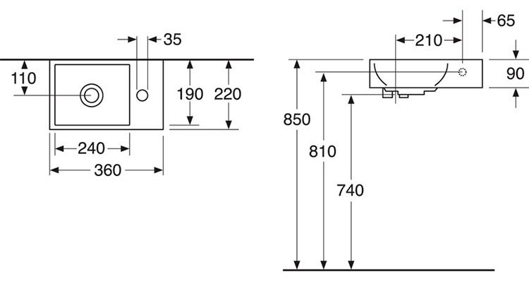 Gustavsberg Artic Small 33 m&oslash;bels&aelig;t - vask til venstre - Fersken/sort
