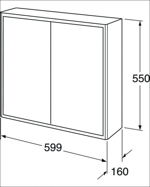 Gustavsberg Graphic v&aelig;gskab - Lille dybde - Hvid mat