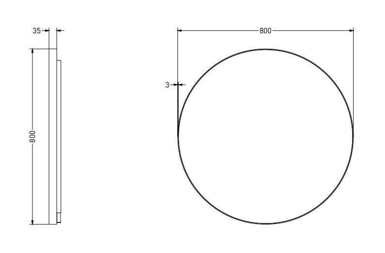 Sanibell Ink SP17 rundt spejl m/backlight, varme og sensor &Oslash;80  - Mat sort