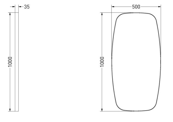 Sanibell Ink SP29 superellipse spejl m/ramme 50 x 100 cm - B&oslash;rstet kobber