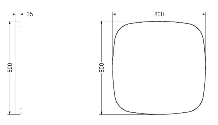 Sanibell Ink SP30 superellipse spejl m/backlight, varme og sensor 80 x 80 cm - B&oslash;rstet kobber