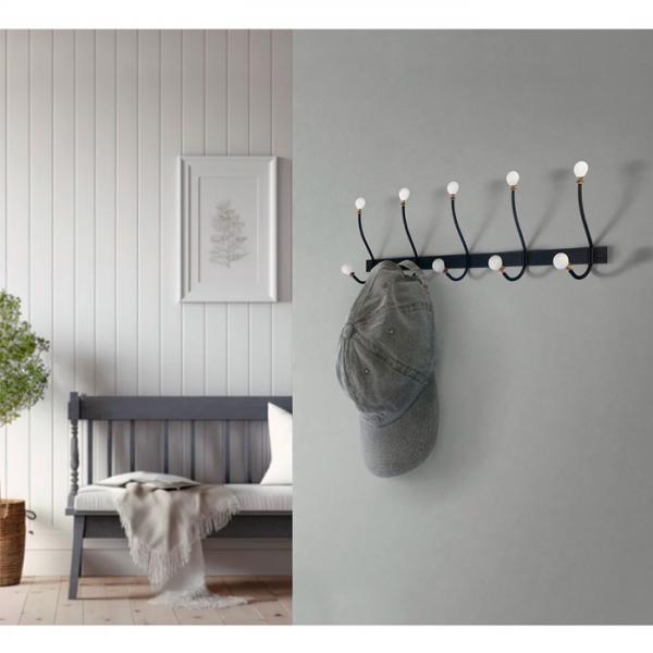 Beslagsboden knagerr&aelig;kke i vintage stil - Sort/hvid knop