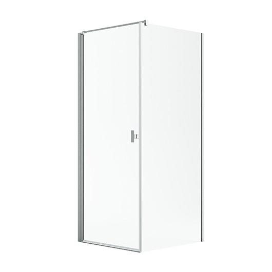 Str&oslash;mberg Noma 135 fast brusev&aelig;g m/svingd&oslash;r til venstre - 80 x 80 - Klar glas/b&oslash;rstet steel