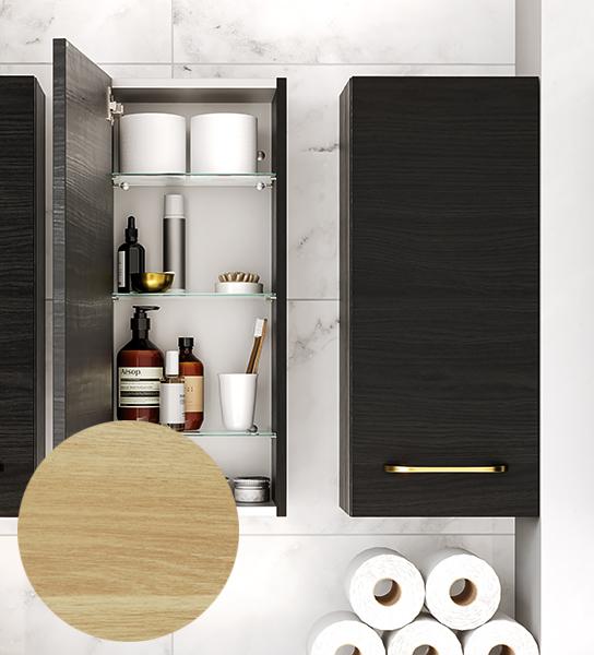 Dansani Mido+ overskab m/3 glashylder - Venstrehængslet - Varm eg Dansani Mido+ overskab m/3 glashylder - Venstrehængslet - Varm eg