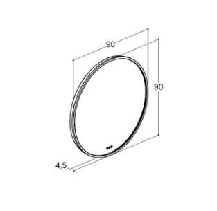 Dansani YOU Moon 90 rundt spejl m/lysstyring - B&oslash;rstet messing