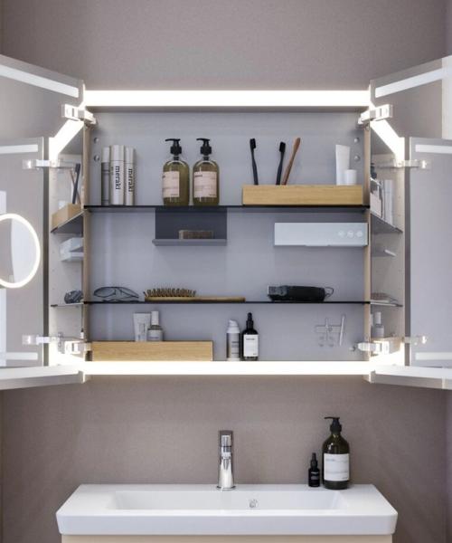 Dansani Level spejlskab 80 m/LED og lysstyring - Hvid mat