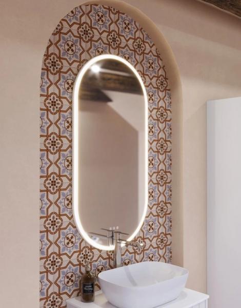 Dansani Hoop spejl m/lys og lysstyring 109 x 54 - Sort ramme