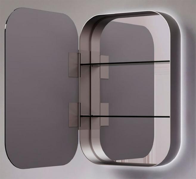 Cassøe Shape spejlskab 50 m/backlight - Alu Cassøe Shape spejlskab 50 m/backlight - Alu