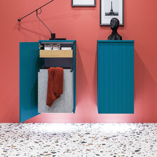 Dansani Luna Urban sideskab B m/l&aring;ge og vasket&oslash;jspose - Venstreh&aelig;ngslet - Riflet/valgfri farve