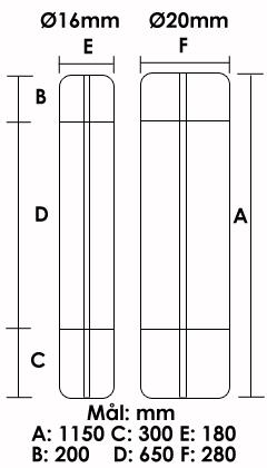 Varmefordelingsplade 16mm - 1150x180 mm s&oslash;mfri Alu