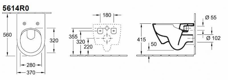 Villeroy & Boch Subway 2.0 m/RIMless og C+ toiletpakke inkl. s&aelig;de m/soft-close, mellem cisterne og mat sort betjening