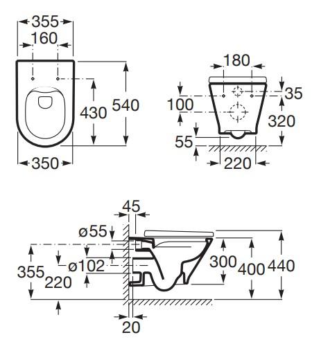Laufen Roca Gap round RIMless toiletpakke inkl. s&aelig;de m/soft-close, lav cisterne og hvid betjening