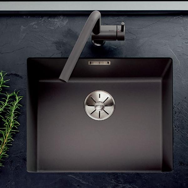Blanco Subline 500-U k&oslash;kkenvask m/Linus k&oslash;kkenarmatur - Vulkangr&aring;