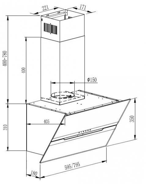 Eico Parma 60 N emhætte til vægmontering - Sort Eico Parma 60 N emhætte til vægmontering - Sort