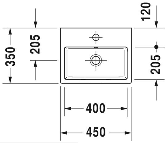 Duravit Vero Air 45 h&aring;ndvask t/v&aelig;g eller m&oslash;bel - 1 hanehul
