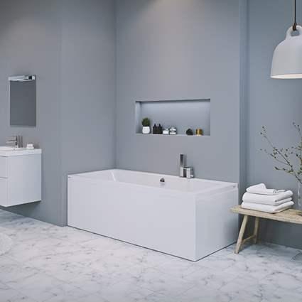 Str&oslash;mberg Quantum badekar t/indbygning 150 x 70 - 1 rygl&aelig;n