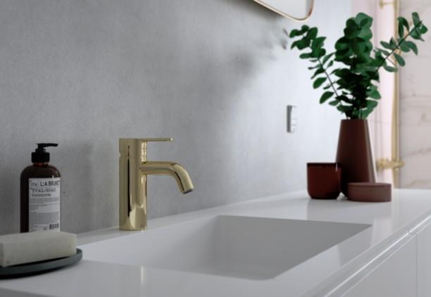 Damixa Silhouet S håndvaskbatteri u/bundventil - Poleret messing Damixa Silhouet S håndvaskbatteri u/bundventil - Poleret messing