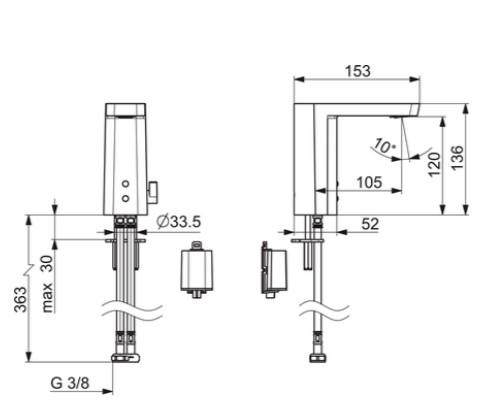 Oras Stela ber&oslash;ringsfri vandhane m/bluetooth - Batteri