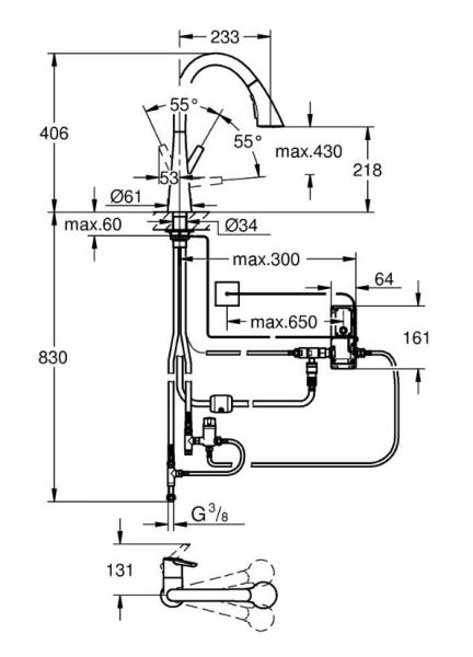 Grohe Zedra Touch elektronisk k&oslash;kkenarmatur m/udtr&aelig;ksbruser - Krom