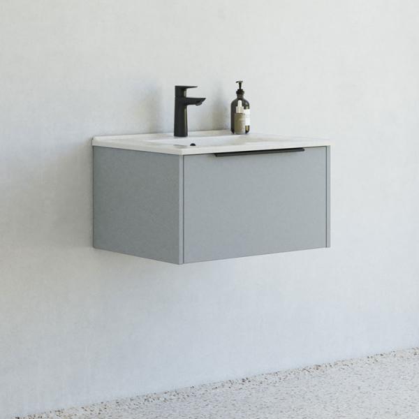 Dansani Mido+ Classic 61 m&oslash;bels&aelig;t m/Amber vask og 1 skuffe - Mat lysebl&aring;