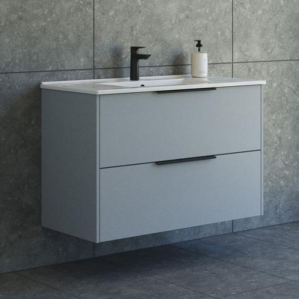 Dansani Mido+ Classic 101 m&oslash;bels&aelig;t m/Amber vask og 2 skuffer - Mat lysebl&aring;