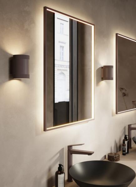 Cass&oslash;e Siena firkantet spejl m/LED lys - 60x80 cm - Mat bronze