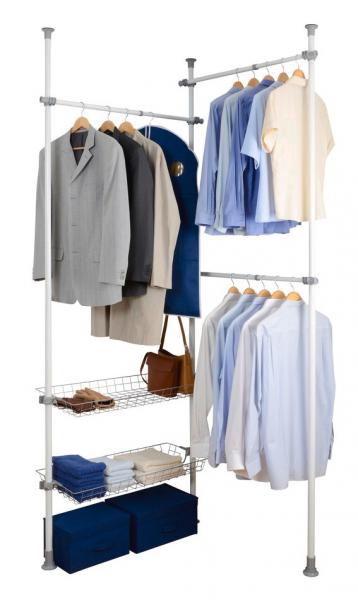 Wenko Hercules teleskopsystem Duo til garderobe 164-215 cm - Hvid/Gr&aring;