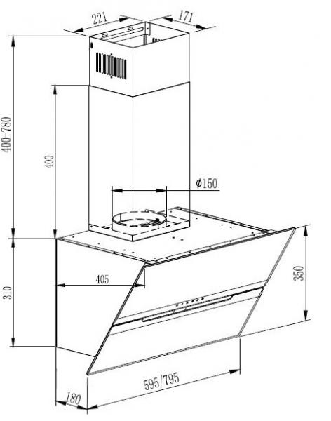 Eico Parma 80 N emhætte til vægmontering - Sort Eico Parma 80 N emhætte til vægmontering - Sort