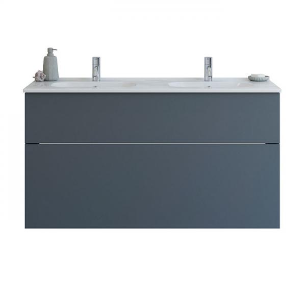 Dansani Luna 121 møbelsæt m/dobbelt Kantate vask, høj skuffe og indretning - Grå mat Dansani Luna 121 møbelsæt m/dobbelt Kantate vask, høj skuffe og indretning - Grå mat